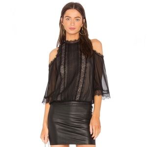 Alice + Olivia Lace Cold Shoulder Top